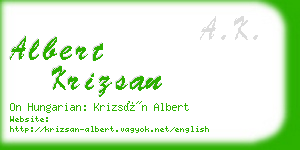 albert krizsan business card